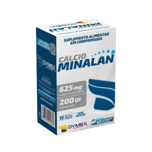 Cálcio Minalan 600mg + 200 UI mg - 60 Comprimidos